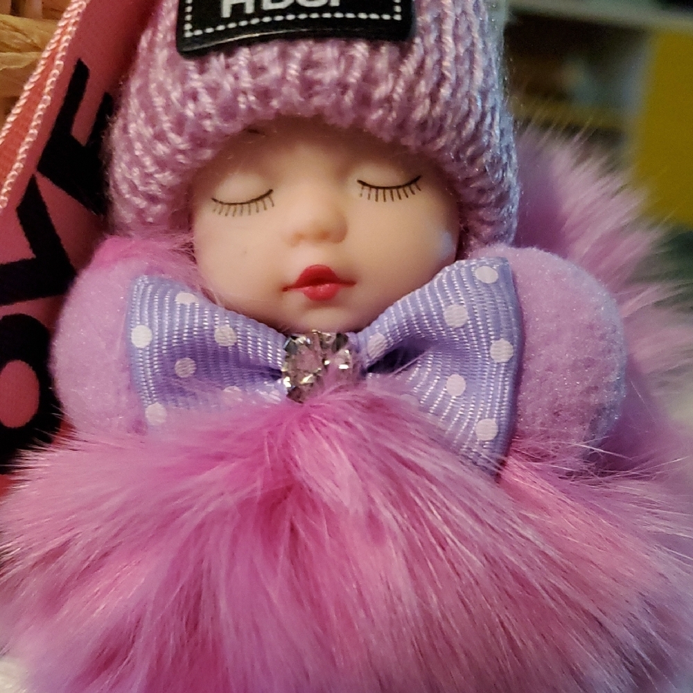 Pink Fluffy Doll Keychain - Picture 6 of 6